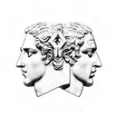 Apollo and Dionysus statue split face tattoo design idea