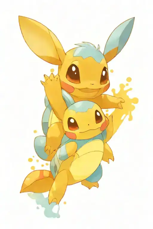 stitch and squirtle tattoo design idea