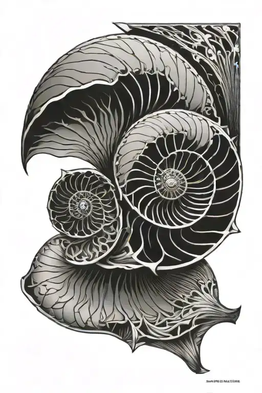 Nautilus shells tattoo design idea