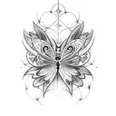 A tattoo design featuring a supernatural creature surrounded by butterflies tattoo design idea