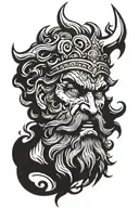 angry poseidon god tattoo design idea