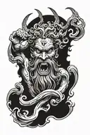 angry poseidon god tattoo design idea