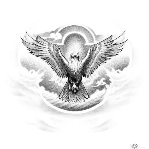 flying eagle no background tattoo design idea