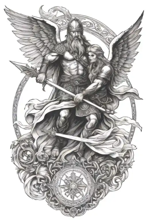 anglo saxon viking pagan christian angels tattoo design idea