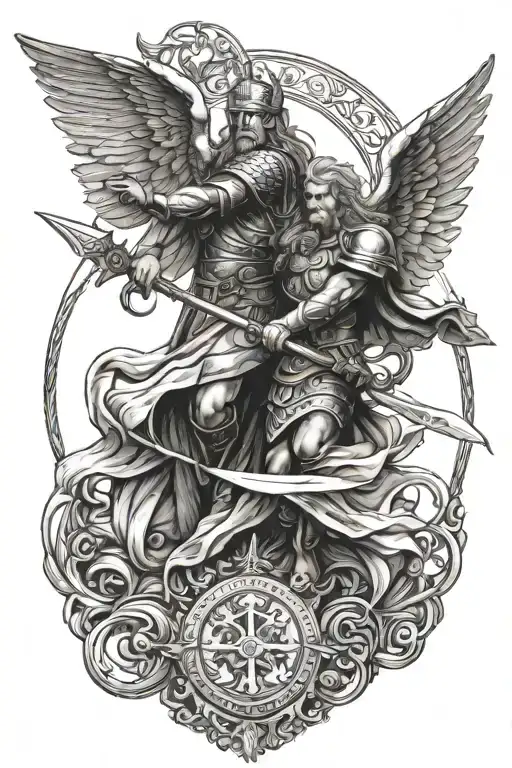 anglo saxon viking pagan christian angels tattoo design idea