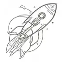 rocket/astronaut and asteroid tattoo design idea
