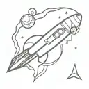 rocket/astronaut and asteroid tattoo design idea