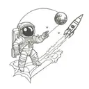 rocket/astronaut and asteroid tattoo design idea