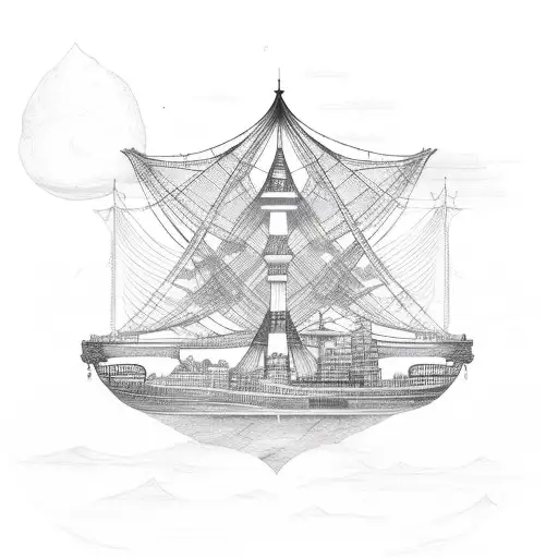 bridge with ships underneath tattoo design idea