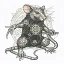 rat with a sword behind his back in a meditation pose tattoo design idea