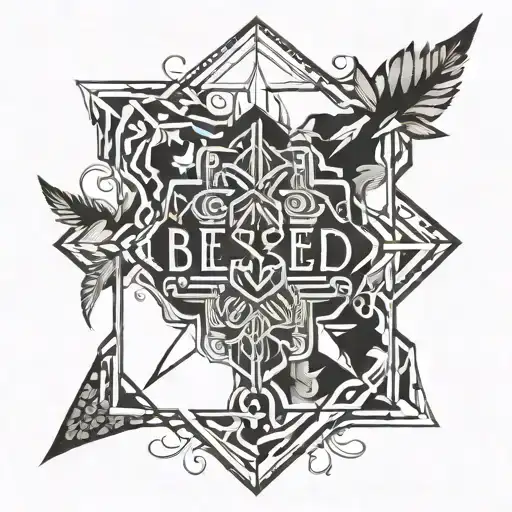 blessed written tattoo design idea