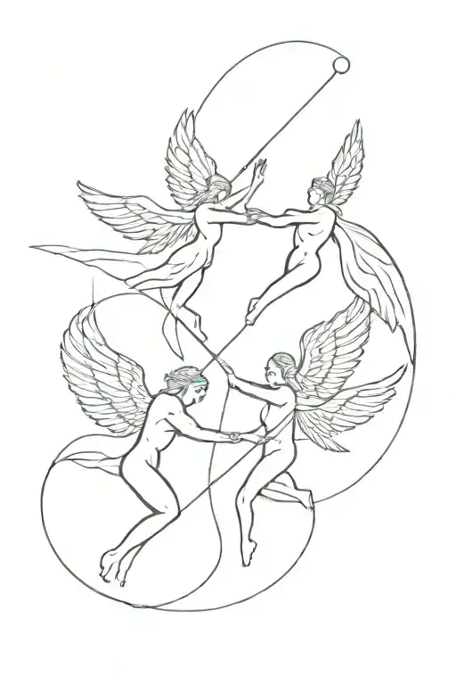 angels without face against evel angels fight tattoo design idea