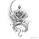 upside down horse shoe with roses creeping up it tattoo design idea