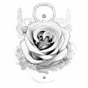 upside down horse shoe with roses creeping up it tattoo design idea