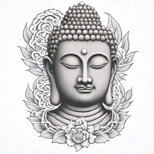 buddha head tattoo design idea