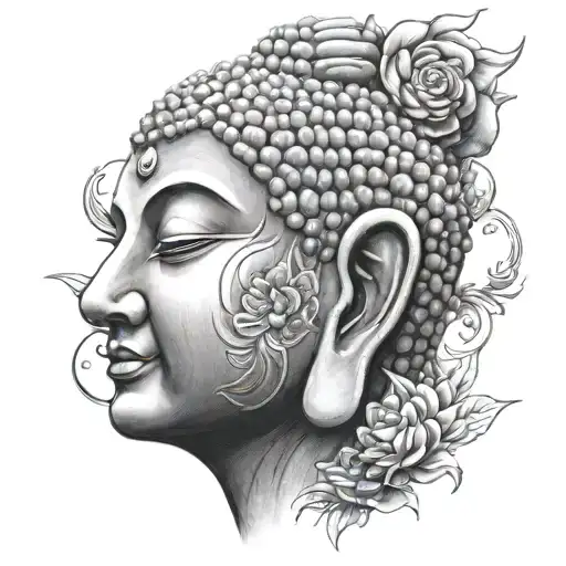 buddha head tattoo design idea