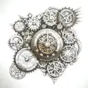 clock, mecanism, steampunk tattoo design idea