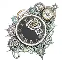 clock, mecanism, steampunk tattoo design idea