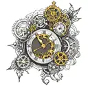 clock, mecanism, steampunk tattoo design idea