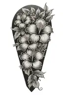 hibiscus, jewels, leaves tattoo design idea