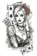 woman like harley queen with playing cards  tattoo design idea