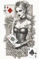 woman like harley queen with playing cards  tattoo design idea