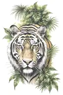 tigre in jungle background tattoo design idea