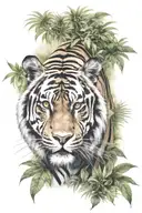 tigre in jungle background tattoo design idea