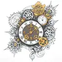 clock, mecanism, steampunk tattoo design idea