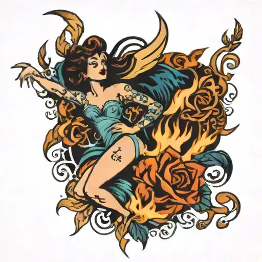 We're dancing like flames, flickering in the night tattoo design idea