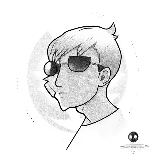 Boy profile shadow with the sun and sunbeams behind tattoo design idea