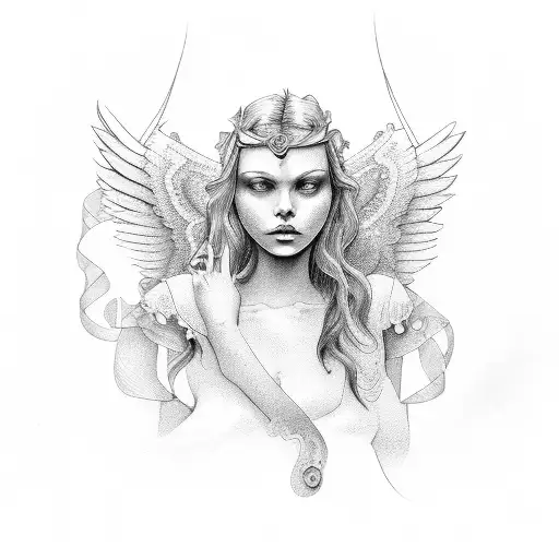 Angel with a teardrop tattoo design idea