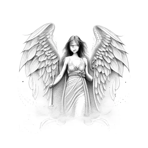 Angel with teardrop tattoo design idea