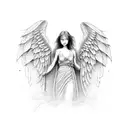 Angel with teardrop tattoo design idea