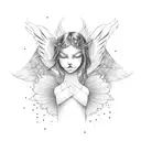 Angel with teardrop tattoo design idea