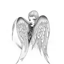 Angel with teardrop tattoo design idea