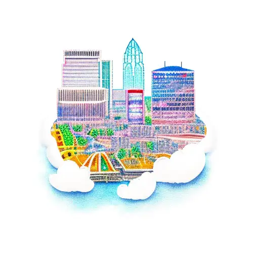 baltimore city with clouds  tattoo design idea