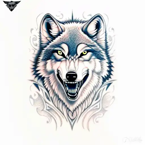 a wolf gnashing teeth tattoo design idea