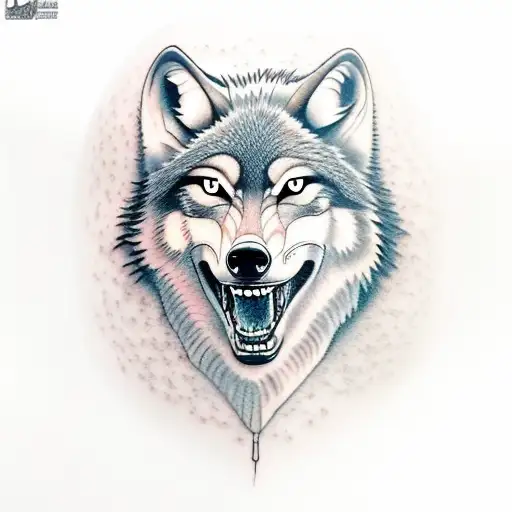 a wolf gnashing teeth tattoo design idea