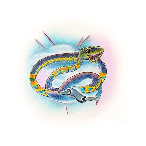 Electric snake tattoo design idea