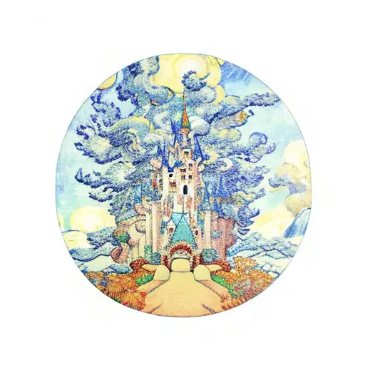 Castle in the sky studio ghibli  with van gogh tattoo design idea