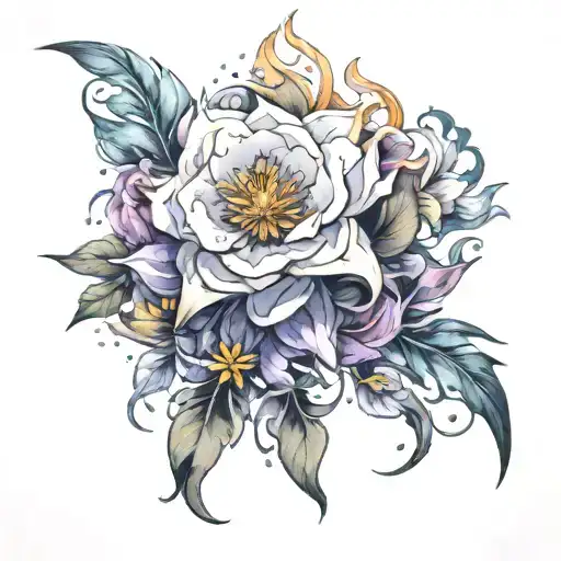 genshin impact albedo flower tattoo design idea