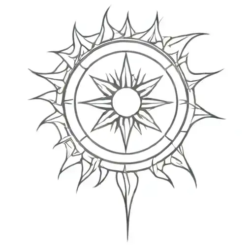 the word transcend masculine sun tattoo design idea
