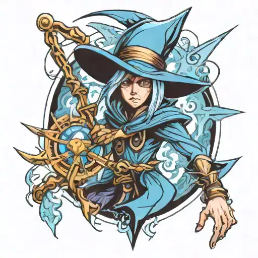 dark magician fighting blue eyes  tattoo design idea