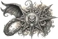 the lucifer morning star picture covered in dark smoke  tattoo design idea