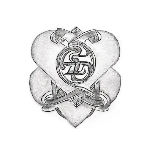 A tattoo design incorporating the initials of your 3 children intertwined with golf clubs and racing flags, representing your family's unique interests tattoo design idea