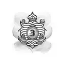 A tattoo design incorporating the initials of your 3 children intertwined with golf clubs and racing flags, representing your family's unique interests tattoo design idea