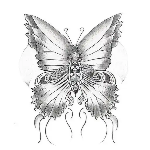 half butterfly half skull tattoo design idea