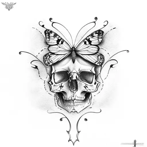 half butterfly half skull tattoo design idea