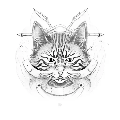 anobis samurai cat  tattoo design idea